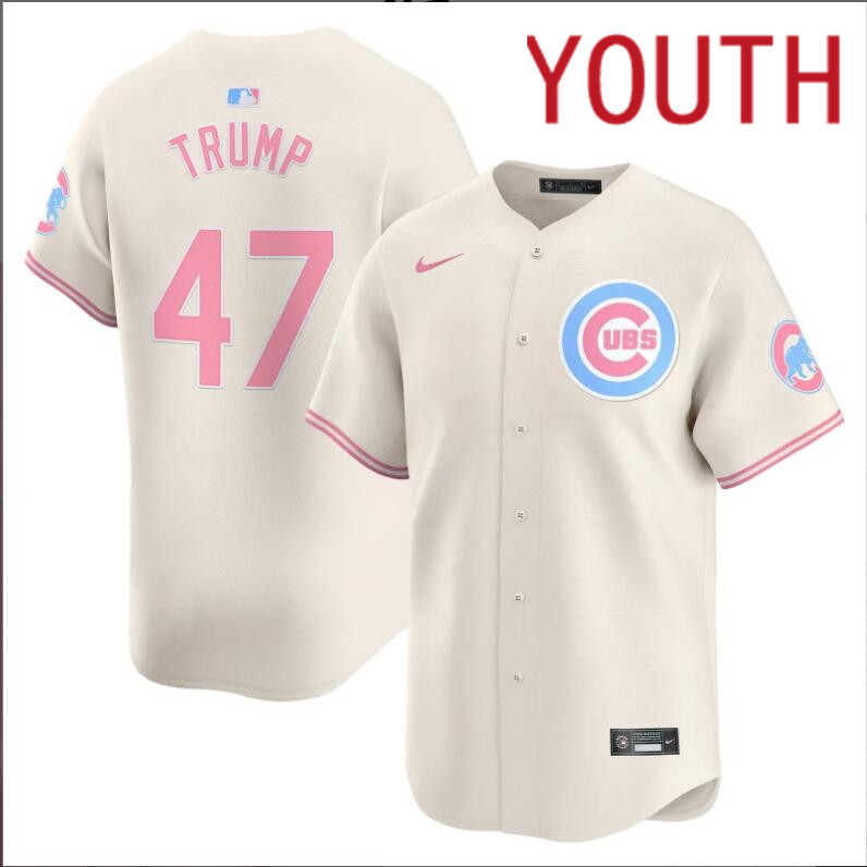 Youth  Chicago Cubs #47 Trump cream 2024 Nike MLB jersey